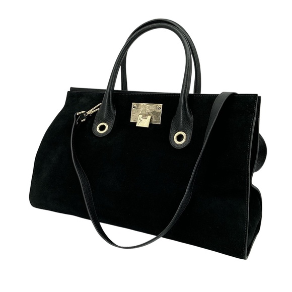 Jimmy Choo Riley Tote – Black Suede with Leather Handles - Picture 7 of 10